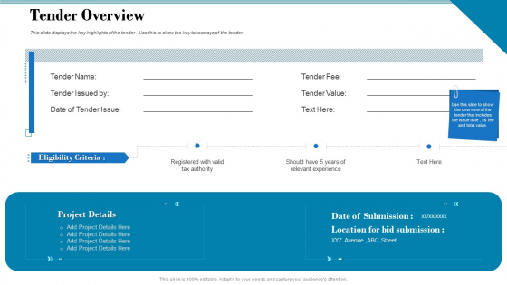 Tender Assessment Tender Overview Ppt Summary Mockup PDF