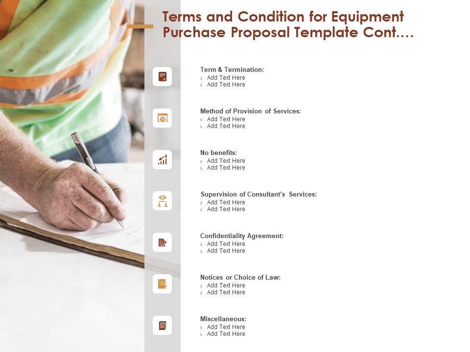 Terms And Condition For Equipment Purchase Proposal Template Cont Ppt Pictures Professional PDF
