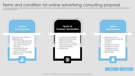 Terms And Condition For Online Advertising Consulting Proposal Pictures PDF