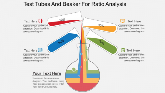 Test Tubes And Beaker For Ratio Analysis Powerpoint Template