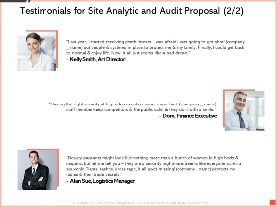 Testimonials For Site Analytic And Audit Proposal Teamwork Ppt Summary Samples PDF Testimonials For Site Analytic And Audit Proposal Teamwork Ppt Summary Samples PDF
