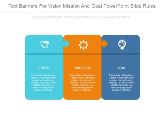 Text Banners For Vision Mission And Goal Powerpoint Slide Rules