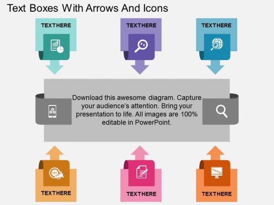Text Boxes With Arrows And Icons Powerpoint Template Text Boxes With Arrows And Icons Powerpoint Template