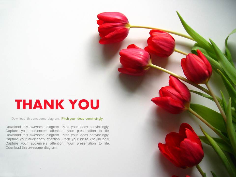 Thank You Slide With Red Flowers Powerpoint Slides