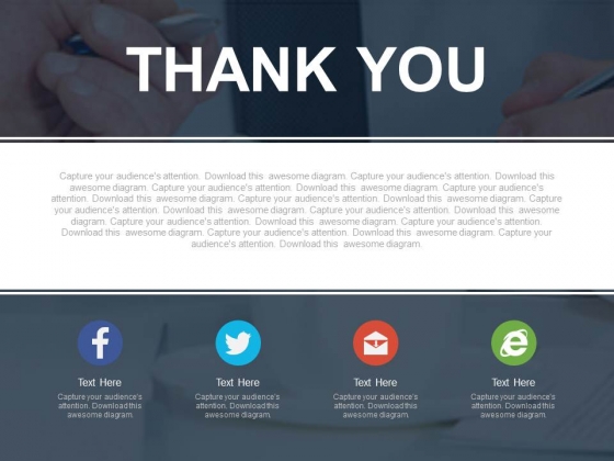 Thank You With Text Space And Social Media Icons Powerpoint Slides