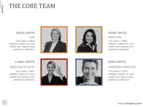 The Core Team Ppt PowerPoint Presentation Visual Aids