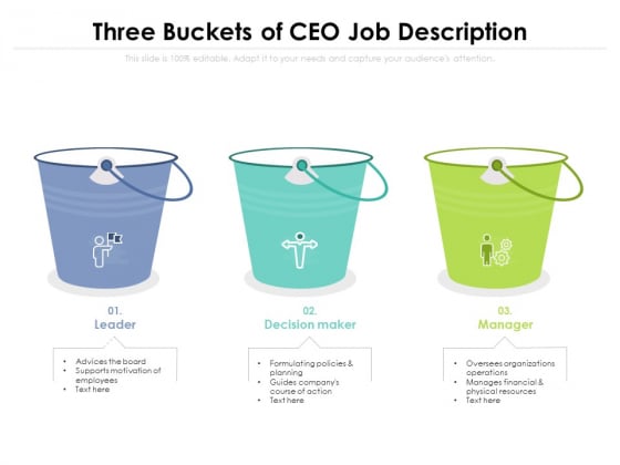 Three Buckets Of CEO Job Description Ppt PowerPoint Presentation Gallery Topics PDF Three Buckets Of CEO Job Description Ppt PowerPoint Presentation Gallery Topics PDF