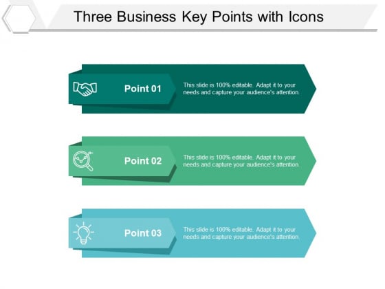 Three Business Key Points With Icons Ppt PowerPoint Presentation Icon Graphics Download