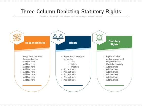 Three Column Depicting Statutory Rights Ppt PowerPoint Presentation Gallery Images PDF