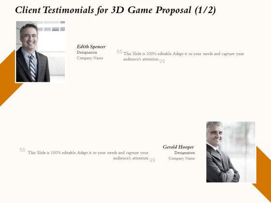 Three Dimensional Games Proposal Client Testimonials For 3D Game Proposal Teamwork Ideas PDF Three Dimensional Games Proposal Client Testimonials For 3D Game Proposal Teamwork Ideas PDF