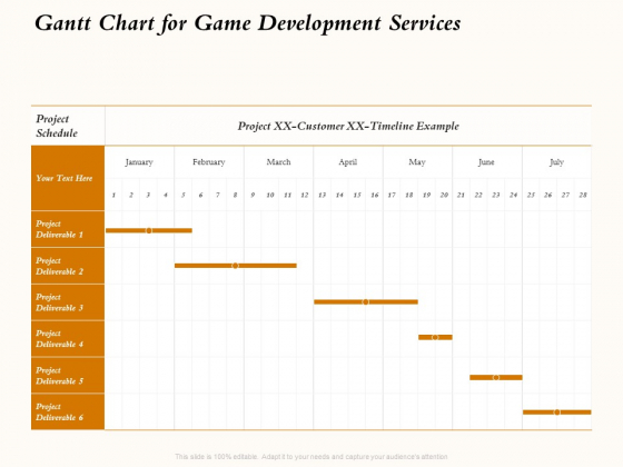 Three Dimensional Games Proposal Gantt Chart For Game Development Services Inspiration PDF
