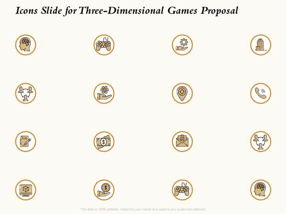 Three Dimensional Games Proposal Icons Slide For Three-Dimensional Games Proposal Icons PDF