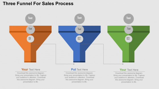 Three Funnel For Sales Process PowerPoint Templates