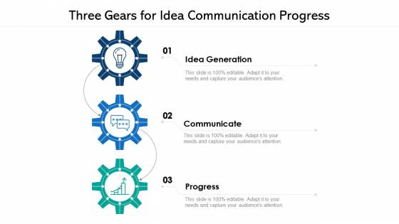 Three Gears For Idea Communication Progress Ppt PowerPoint Presentation File Skills PDF Three Gears For Idea Communication Progress Ppt PowerPoint Presentation File Skills PDF