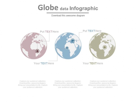 Three Globes With Area Pointers PowerPoint Slides Three Globes With Area Pointers PowerPoint Slides