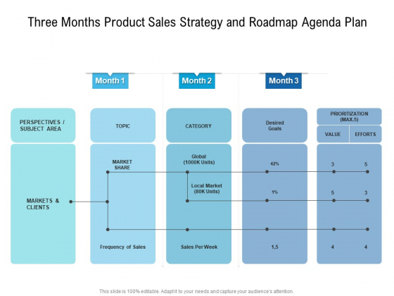 Three Months Product Sales Strategy And Roadmap Agenda Plan Information Three Months Product Sales Strategy And Roadmap Agenda Plan Information