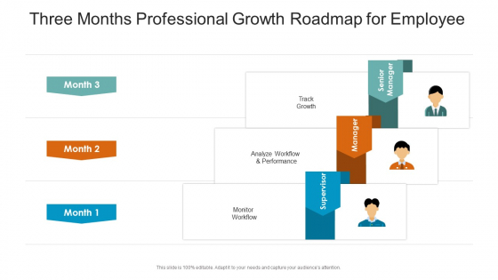 Three Months Professional Growth Roadmap For Employee Themes Three Months Professional Growth Roadmap For Employee Themes