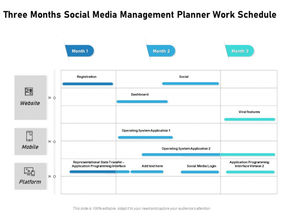 Three Months Social Media Management Planner Work Schedule Icons