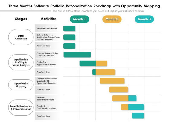 Three Months Software Portfolio Rationalization Roadmap With Opportunity Mapping Background