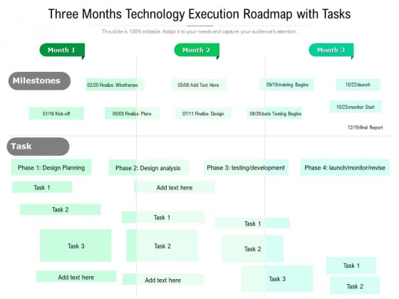 Three Months Technology Execution Roadmap With Tasks Clipart Three Months Technology Execution Roadmap With Tasks Clipart