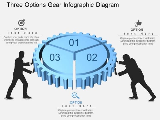 Three Options Gear Infographic Diagram Powerpoint Template Three Options Gear Infographic Diagram Powerpoint Template