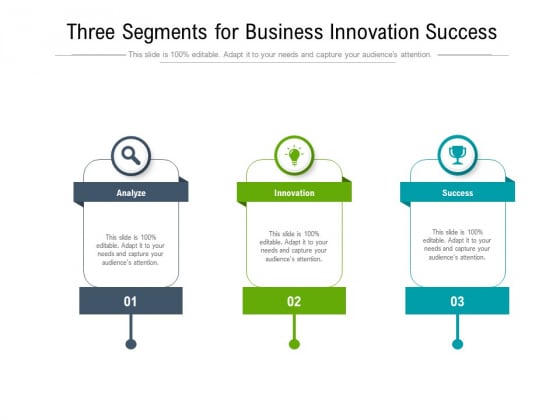 Three Segments For Business Innovation Success Ppt PowerPoint Presentation Icon Files PDF