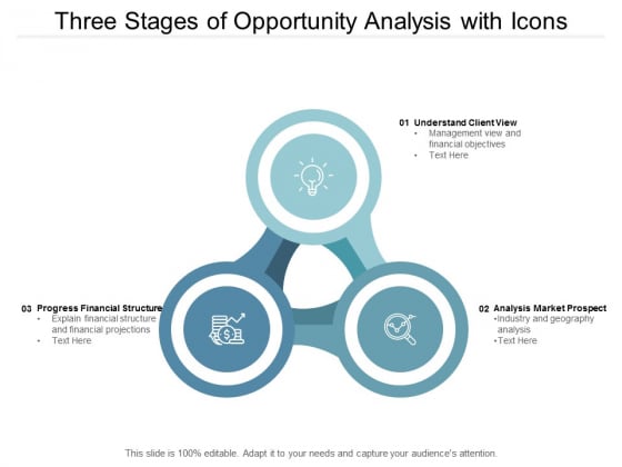 Three Stages Of Opportunity Analysis With Icons Ppt PowerPoint Presentation Icon Backgrounds