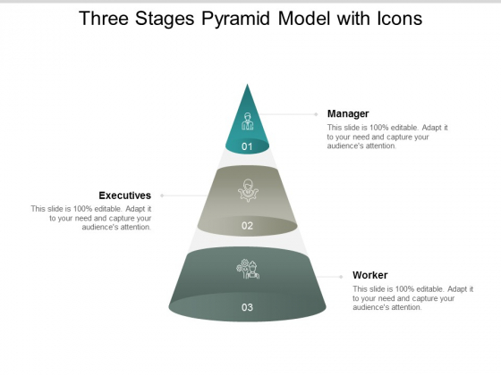 three stages pyramid model with icons ppt powerpoint presentation portfolio slides