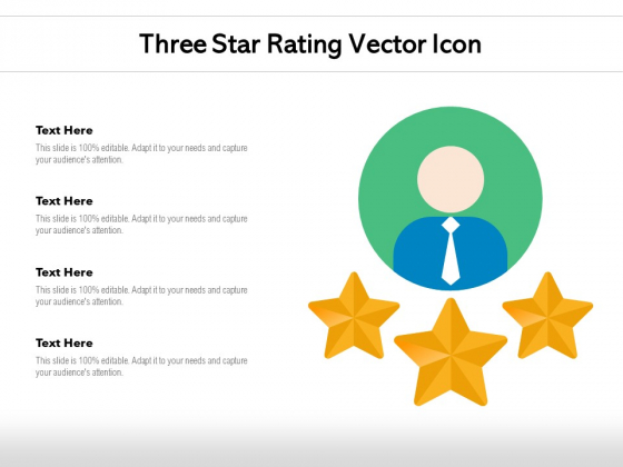 Three Star Rating Vector Icon Ppt PowerPoint Presentation Summary Vector PDF