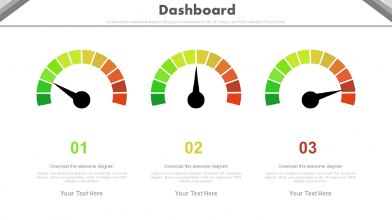 Three Steps Dashboard Charts For Financial Review Powerpoint Slides