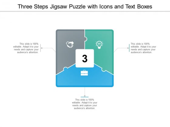 Three Steps Jigsaw Puzzle With Icons And Text Boxes Ppt Powerpoint Presentation Outline Example Three Steps Jigsaw Puzzle With Icons And Text Boxes Ppt Powerpoint Presentation Outline Example