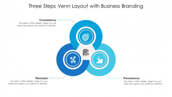 Three Steps Venn Layout With Business Branding Ppt PowerPoint Presentation Slides Graphics PDF Three Steps Venn Layout With Business Branding Ppt PowerPoint Presentation Slides Graphics PDF