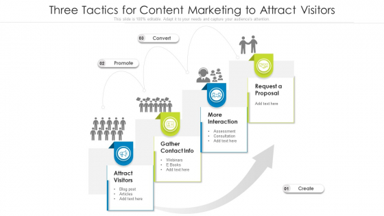 Three Tactics For Content Marketing To Attract Visitors Ppt Gallery Template PDF Three Tactics For Content Marketing To Attract Visitors Ppt Gallery Template PDF