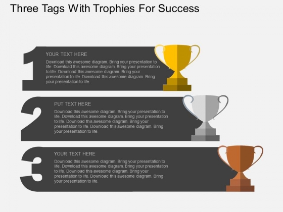 Three Tags With Trophies For Success Powerpoint Templates Three Tags With Trophies For Success Powerpoint Templates