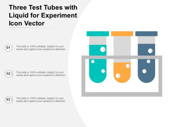 Three Test Tubes With Liquid For Experiment Icon Vector Ppt PowerPoint Presentation Visual Aids Backgrounds