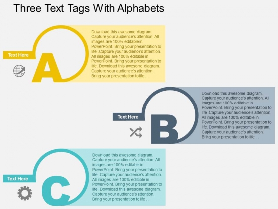 Three Text Tags With Alphabets Powerpoint Templates Three Text Tags With Alphabets Powerpoint Templates