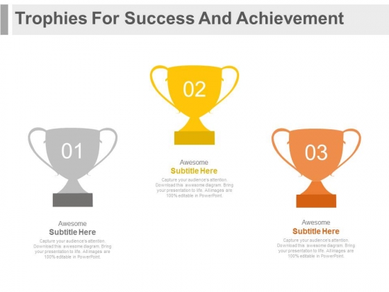 Three Winner Trophies For Success Strategy Powerpoint Template Three Winner Trophies For Success Strategy Powerpoint Template