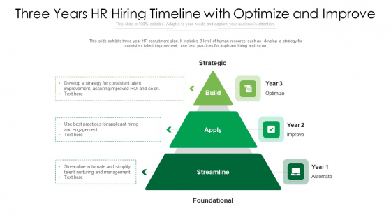 Three Years HR Hiring Timeline With Optimize And Improve Ppt Inspiration Smartart PDF Three Years HR Hiring Timeline With Optimize And Improve Ppt Inspiration Smartart PDF