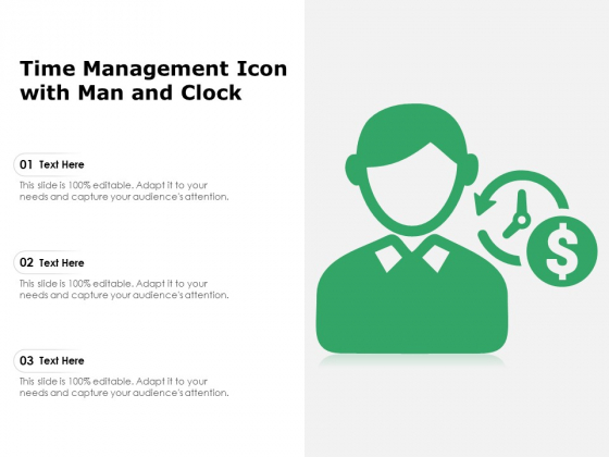 Time Management Icon With Man And Clock Ppt PowerPoint Presentation Summary Good PDF