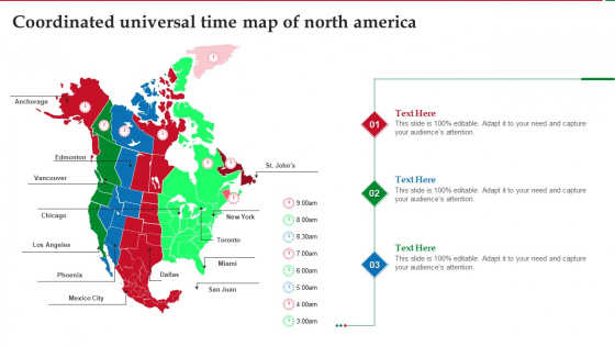 Time Map Of Coordinated Universal North America Ppt Icon Brochure PDF