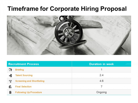 Timeframe For Corporate Hiring Proposal Ppt PowerPoint Presentation Diagram Lists Timeframe For Corporate Hiring Proposal Ppt PowerPoint Presentation Diagram Lists
