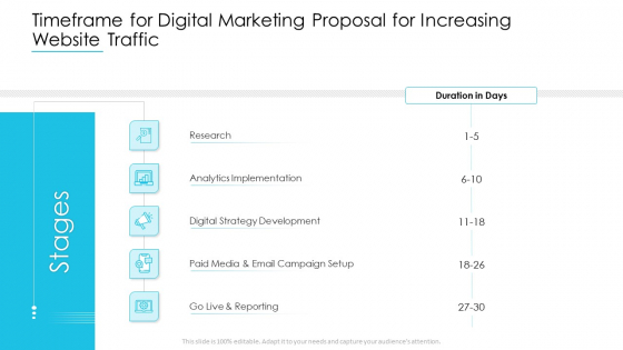 Timeframe For Digital Marketing Proposal For Increasing Website Traffic Professional PDF Timeframe For Digital Marketing Proposal For Increasing Website Traffic Professional PDF
