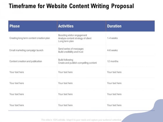 Timeframe For Website Content Writing Proposal Ppt Styles Clipart PDF Timeframe For Website Content Writing Proposal Ppt Styles Clipart PDF