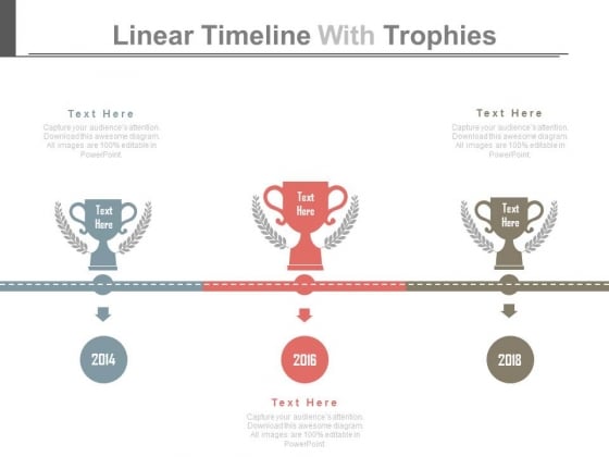 Timeline Diagram With Trophies For Success Planning Powerpoint Slides