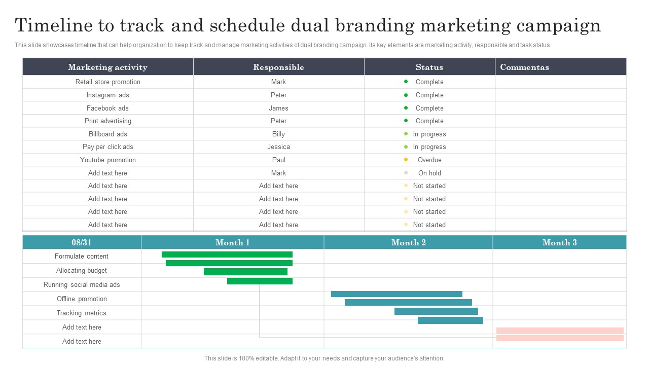 Timeline To Track And Schedule Dual Branding Marketing Campaign Themes PDF