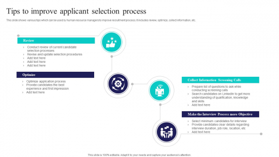 Tips To Improve Applicant Selection Process Ppt PowerPoint Presentation File Show PDF