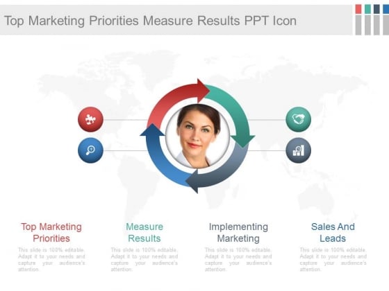 Top Marketing Priorities Measure Results Ppt Icon