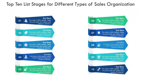 Top Ten List Stages For Different Types Of Sales Organization Ppt PowerPoint Presentation Ideas PDF Top Ten List Stages For Different Types Of Sales Organization Ppt PowerPoint Presentation Ideas PDF