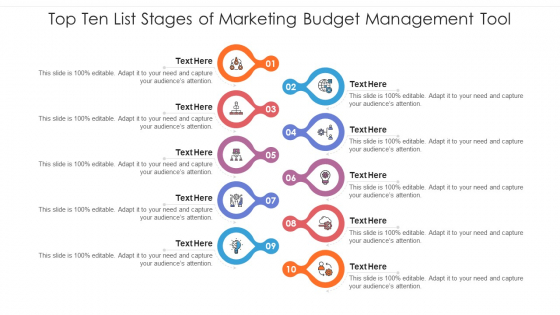 Top Ten List Stages Of Marketing Budget Management Tool Ppt PowerPoint Presentation Infographics Example Introduction PDF Top Ten List Stages Of Marketing Budget Management Tool Ppt PowerPoint Presentation Infographics Example Introduction PDF