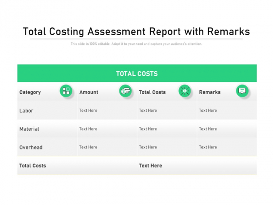 Total Costing Assessment Report With Remarks Ppt PowerPoint Presentation File Background Image PDF Total Costing Assessment Report With Remarks Ppt PowerPoint Presentation File Background Image PDF